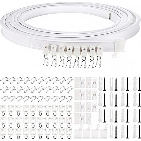 Zoternen Rail de Rideau Incurvé au Plafond Pliable 5 Mètres Support de Rideau de Plafond Flexible Rail Incurvée de Fenêtre pour Rail de Rideau avec Système de Rideau de Rail (1/5)