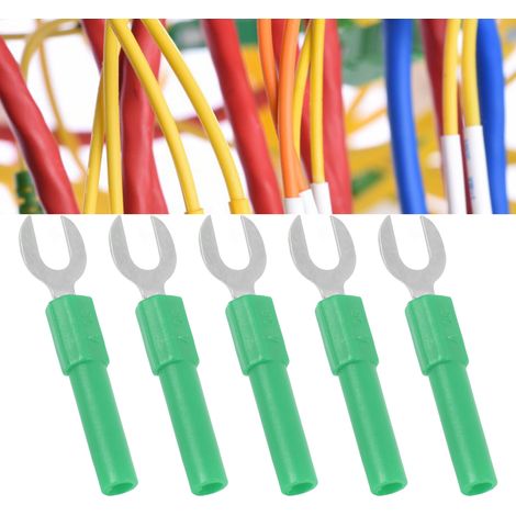 Prise banane en forme de U J.20016 avec broches en forme de U et en forme de Y de 6 mm, prise banane de sécurité de 4 mm à l'extrémité, vendue par paquets de 10 (verte). (1/5)