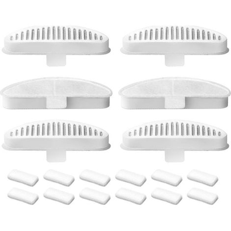 Lot de 6 filtres de rechange et lot de 12 éponges filtrantes pour fontaine automatique sans fil de 2 L, filtres de fontaine à eau pour animaux de compagnie (1/5)