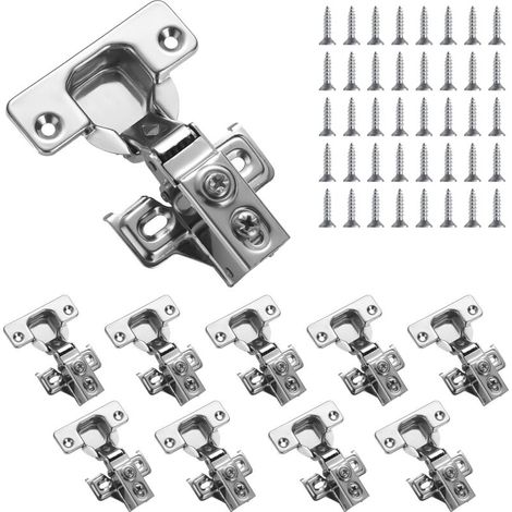Cabinet Hinges, 10 Pack Stainless Steel Overlay Soft Close Hinges, for Kitchen Cabinet Door Hinge, with Fixing Screws