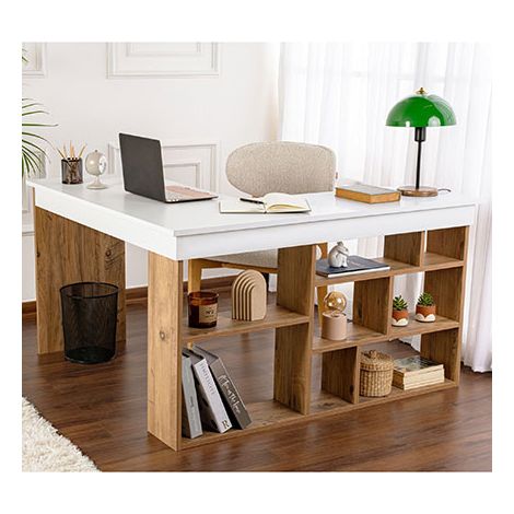 Calicosy – Bureau d'angle avec étagère intégrée 130x120x72 cm – Panneaux mélaminés résistants aux rayures – Capacité de charge 60 kg – Design épuré