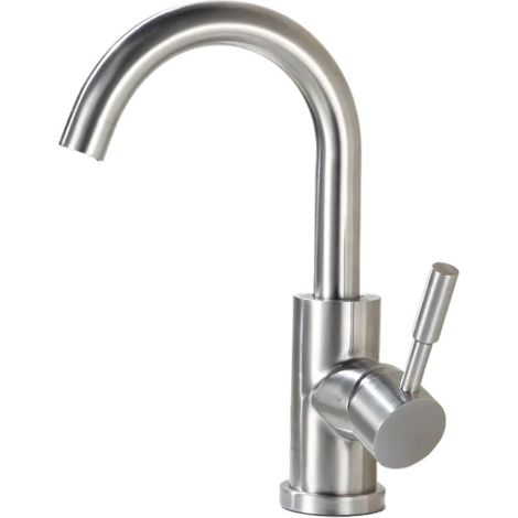 Robinet de Lavabo en Acier Inoxydable Brossé,Mitigeur d'Évier pour Salle de Bain et Cuisine,Eau Chaude et Froide,Accessoires de Salle de Bain (1/5)