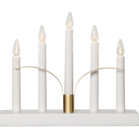 Star Trading Chandelier blanc 'Lilja' avec détails dorés, 5 ampoules E10 remplaçables, L 30 cm