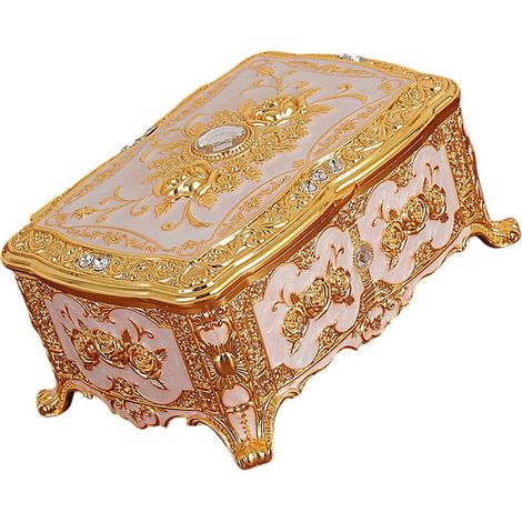 Organizzatore di gioielli decorativo con fiori in rilievo - oro rosa