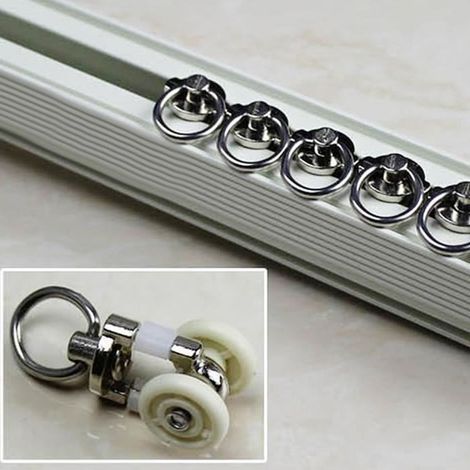20 Pièces Rouleaux de Rail Planeur de Voie de Rideau Plastique Twin à Roulettes en Alliage d\'aluminium (1/4)