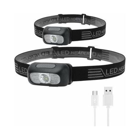 2PCS Headlamp with 5 Dimming Levels, Ultra Bright Rechargeable LED Headlamp, Waterproof IPX5, Gesture Sensor, USB Adjustable Headlamp for Running, Jogging, Fishing, Camping, Hunting (1/5)