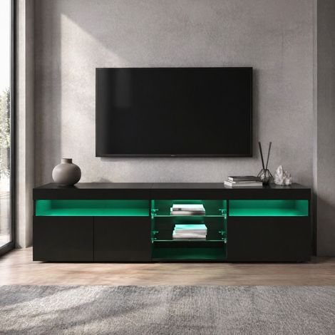 TV-Möbel 160 cm Holzoptik mit Goldfüßen, 2 Schubladen und Stauraum (1/5)