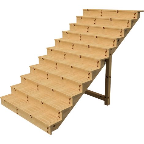 Berlin Escalier extérieur bois 11 marches H 190cm L-160cm - avec contre marche