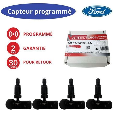 4x Sensori TPMS preprogrammati 315 MHz per Ford/Lincoln (Bronco, Expedition, F-150/250/350, Navigator) nero ML3T-1A180