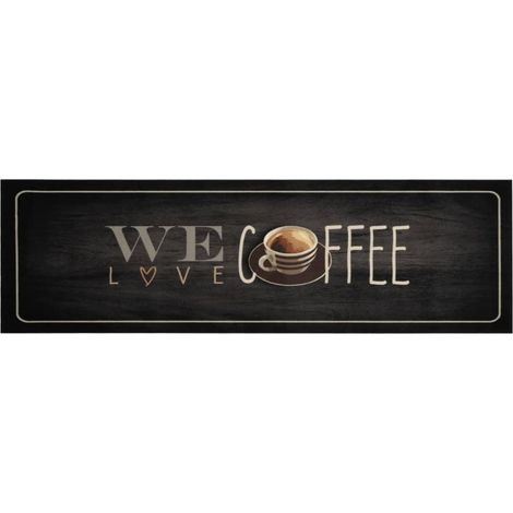 Tapis de cuisine lavable texte Coffee 45x150 cm velours (1/5)