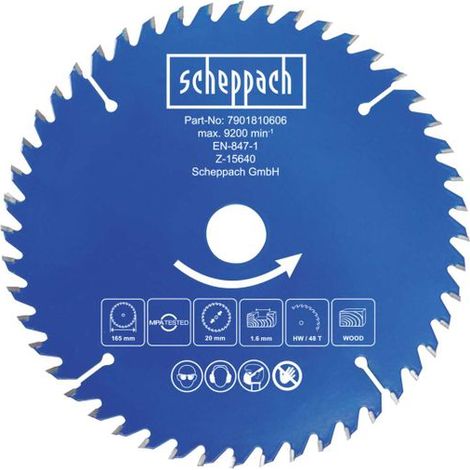 Lame de scie circulaire pour bois disque 160 x 20 x 1 x 1,6 mm 48t Scheppach