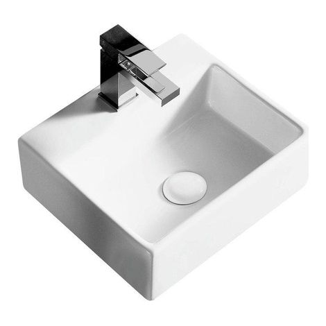 Nemo Spring Sun Petit lave-mains - rectangulaire - 33.5x29.5cm - montage mural - trou d'évacuation D4.5cm - sans trop-plein - porcelaine blanche