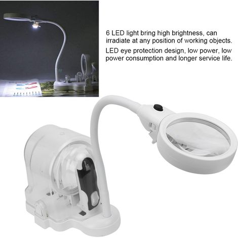Loupe de bureau multifonctionnelle 2 en 1 avec éclairage LED, idéale pour les réparations. (1/5)