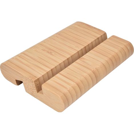 Tragbarer Handyhalter aus Bambus für Schreibtisch und Tablet, ideal fürs Schlafzimmer (1/5)