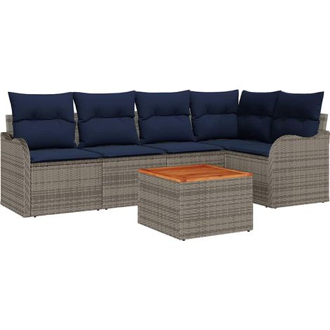 Garden Sofa Set 6 pcs Grey Poly Rattan vidaXL (1/5)