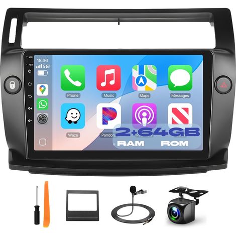 Autoradio écran Tactile 9 Pouces, 2Go+64Go, avec sans Fil Android Auto, Bluetooth/GPS/WiFi/FM/RDS/HiFi/USB (1/5)