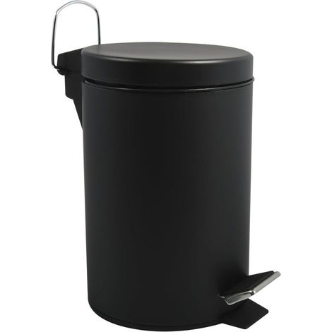 Poubelle Cosmétique Salle de Bain - Acier Inoxydable avec Seau Intérieur Amovible - Poubelle à Pédale Élégante - Compacte et Pratique - Noir - 5L (1/5)