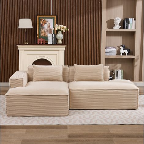 Canapé 233x129x70 cm en polyester beige, gain de place pour petit salon, moderne FLORAGRACE (1/5)