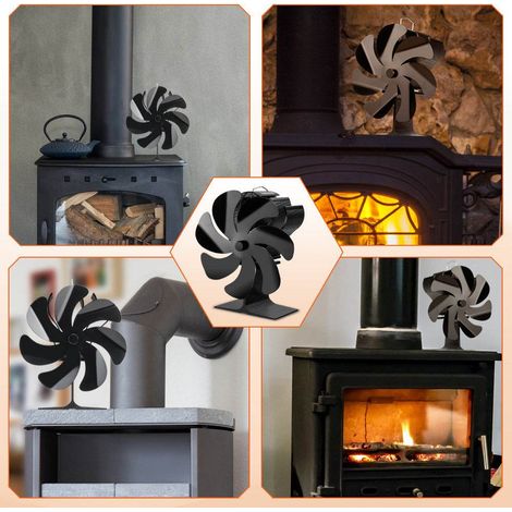 Holzofenventilator, 7 Flügel, leiser, wärmebetriebener Kaminventilator für Holzofen, Gaskamin, Holzbrenner, am Kaminrohr befestigt