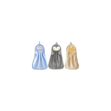 3 Pièces essuie-Mains à Suspendre, Boucles de Suspension en Microfibre Velours Corail, essuie-Mains absorbants Super Doux Mignons pour Cuisine, Salle de Bain, Enfants Adultes (1/5)