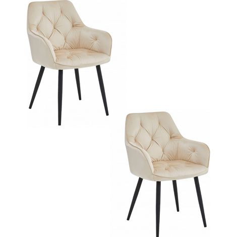 Silla York - terciopelo beige / patas negras x 2 (1/5)