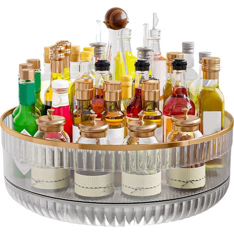 Organizzatore Spezie Girevole 360° – Grande Capacità per Olio e Condimenti – PET e PP Robusto – Design Salvaspazio – Ideale per Cucina e Bagno (1/5)