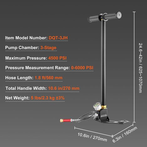 Mophorn PCP-Handpumpe, 3-stufig, 30 MPa 4500 PSI Hochdruck-PCP-Luftgewehr-Füllpumpe mit Öl-Feuchtigkeitsfilter, Edelstahl für Luftgewehre, Tauchflaschen, Paintball, Reifen