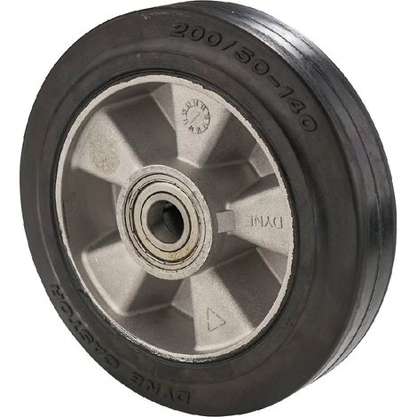 Ruota per transpallet di ricambio con rivestimento in gomma e supporto in alluminio flangiato (1/3)