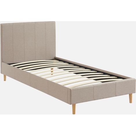 Cama con somier y cabecero 90x190cm, acabado en tela