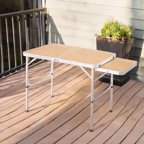 Table de camping pliante 2 niveaux pliable 90 x 60 x 70 cm (1/5)