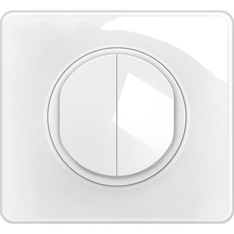 Interrupteur Double ou Va-et-vient Lumineux + Plaque - 10A - Commande d'Eclairage Complète - Prêt à Installer - Blanc (1/3)