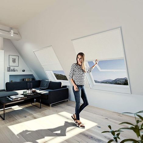 Moustiquaire velux plissée 2 en 1 – Dimensions ajustables 110x160 cm – Cadre aluminium thermolaqué – Toile polyester résistante – Windhager