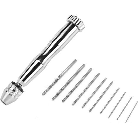 Forets hélicoïdaux, mini-ensemble d'outils portables, petite perceuse à main et forets hélicoïdaux 10 pièces, mèches micro hélicoïdales, 0.8-3.0mm (1/5)