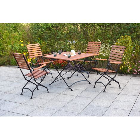 Schlossgarten Set 5tlg 4 Sessel Klapptisch 90x90cm