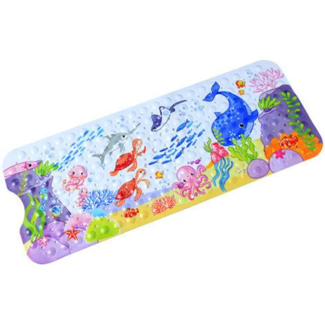 Non-Slip Bath Mat 100x40cm (Blue Whale), Shower Mat with Cartoon Sea Animal Design for Kids and Babies (1/5)