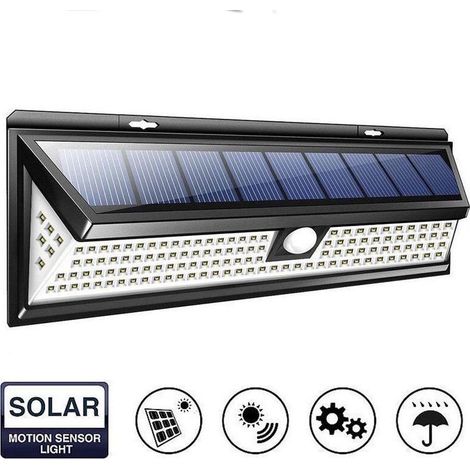 Applique murale solaire 118 LED 1000 lumens – Détecteur de mouvement 120° – Étanchéité IP65 – Angle d'éclairage 270° – Installation facile (1/5)