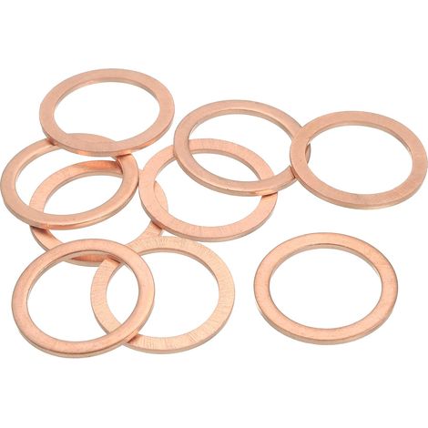 9Pcs Rondelle Métal Plate, M20 Rondelles Cuivre Joint, 20mm ID, 26mm OD, 1.5mm Épaisseur D'Étanchéité Cuivre Kit Rondelles Écrasées Assortiment pour Boulons Vis Réparation (1/5)