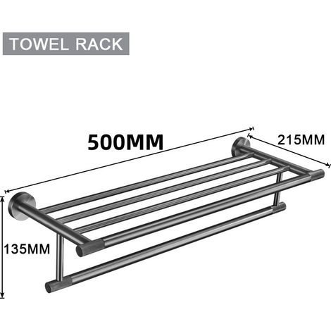 Wand-Handtuchhalter 50 cm Gunmetal-Grau – Modernes Badezimmerzubehör aus robustem Metall, Design-Ablage für Dusche und WC-lsw (1/2)