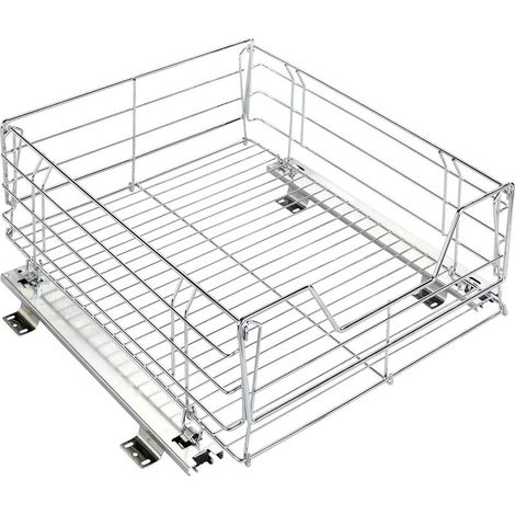 Tiroir Coulissant Cuisine pour Placard Aménagement intérieur Placard sur roulettes,Espace Rangement supplémentaire,Acier,50x23x50 cm,Chromé (1/3)