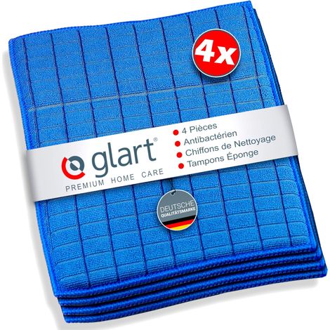 4 Chiffons antibactériens en Microfibre avec éponge, 17 x 23 cm, pour Cuisine, évier, Douche et Salle de Bain, Bleu