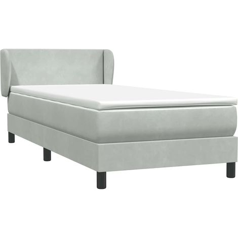 Maison Exclusive - Sommier à lattes de lit et matelas gris clair 90x210 cm velours (1/5)