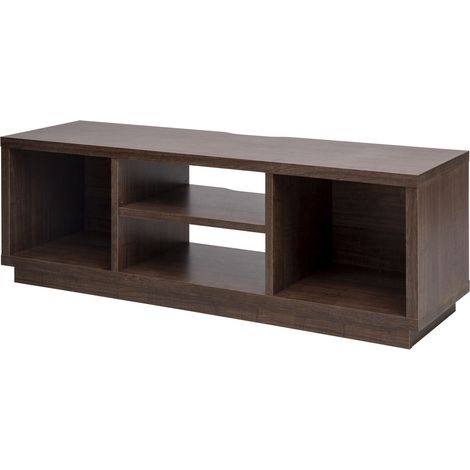 Iris Ohyama, Meuble TV, Meuble tele, Banc TV, Support télévision pour ecran jusqu'à 55 pouces, 4 Etagères, Sortie-câbles, Pieds ajustables, Chambre, Salon - TV Cabinet Standard OTS-125S - Marron