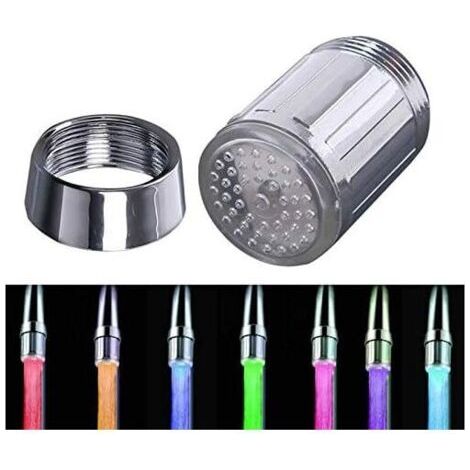 Aérateur et limiteur de débit pour robinet, robinet LED couleur, robinet à changement de couleur, pommeau de douche, filtre pour robinet, fonctionne sur piles (7 couleurs) - RAPANDA (1/4)