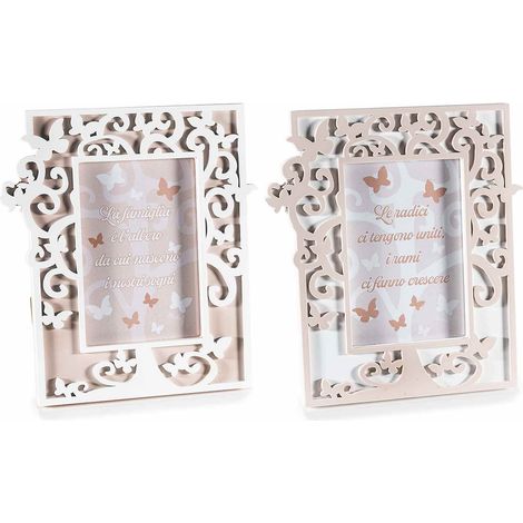Cornice portafoto in legno decoro con tema albero della vita da appoggiare, set da 4 pezzi, cm 17 x 19 H