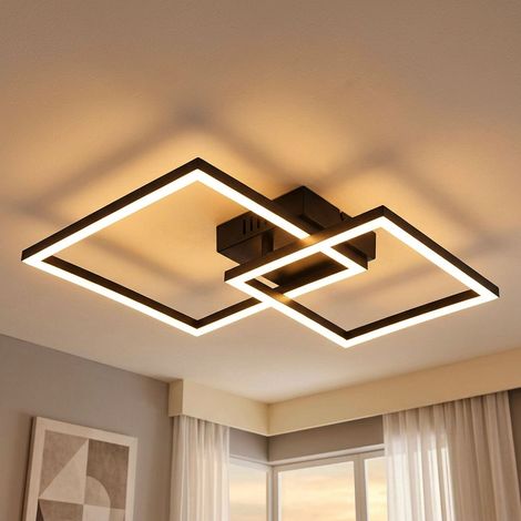 Plafoniera a LED per soggiorno, angolare, orientabile, nera opaca, opalina, L 48,8 cm (1/5)