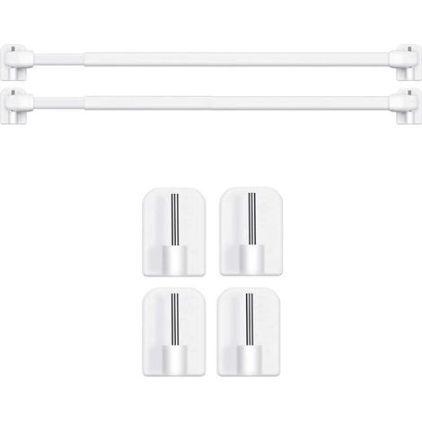 2 barras de cortina extensibles, no requieren taladrar, ajustables, con ganchos adhesivos, blancas (30-50 cm) (1/5)