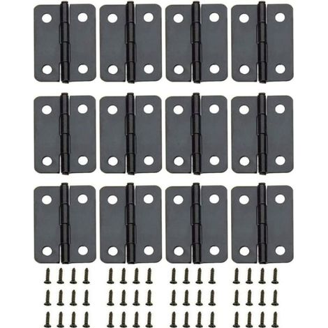 12 pièces charnières mini rondes noires 1 pouce en fer, accessoires de quincaillerie, charnières cuivre noir pour coffret en bois, idéales pour meubles maison (1/4)