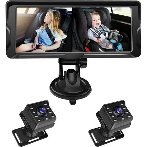 Caméra de surveillance pour bébé à double canal avec moniteur 6,8 pouces 1080p, vision nocturne infrarouge et grand angle de 150°, orientable en marche arrière (1/4)