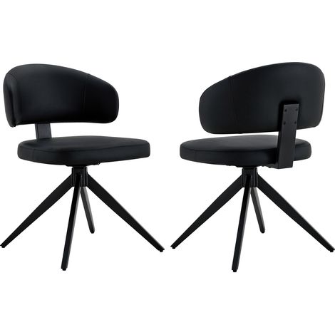 GagaChaise de salle à manger pivotante, PU noir, lot de 2 (1/5)