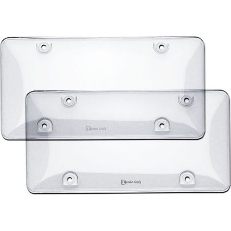 Hot Selling (Pack of 2) Car License Plate Frame, Transparent Gray Convex Finish, Smoked Black Transparent (1/4)